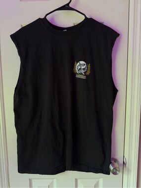 Gildan Black Graphic Crewneck Tee with Small Chest Emblem